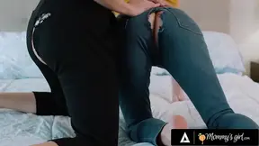 Kenna James rips pants in solidarity with OLDER WOMAN Little Puck before they hammer