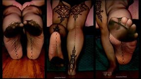 SweetFootWork BBW in Fishnet Stockings Foot Worship POV – Cum Give My Big Size 11W Feet All Your Attention and Enjoy My Big Strong Legs and Feet in Pretty Fishnet Thigh High Stockings – No Talking