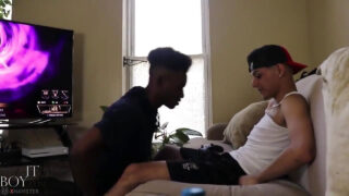 Interracial blowjob, creampie, couple, bareback, licking – young gay whores, big black cock anal fucked bareback