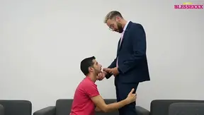 Desperate Guy Does Anything for His Job in Intense Gay Anal Scene