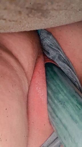 Tight pussy and big cucumber