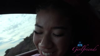Super sexy Ameena Green gets her pussy fingered and sucks cock in car POV