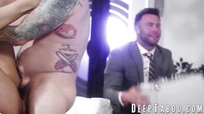 Thick Codi Vore and Little Puck have their big asses demolished in a foursome