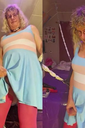 Tslillysophie Shows Her Big Tits and Hard Girlsdick in Sling