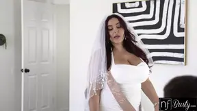 Stunning busty model of the year shows off big tits before night wedding