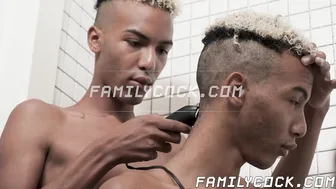 Twink twins Dante and Diego masturbate together in bathroom