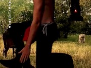 OMG TikTok 18 Year Old Cowboy Twink shows off his chaps, ass and dick in a country striptease