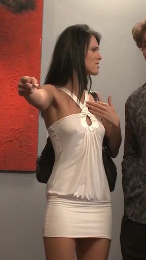 After catching the blonde babe masturbating the brunette milf and her hubby invite her into an anal threesome   Clip 1