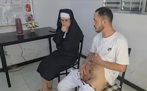 Horny nun devours my huge dick in doggystyle