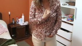 I Please My Friend and Invite Her Stepson to Watch Me and Jerk off