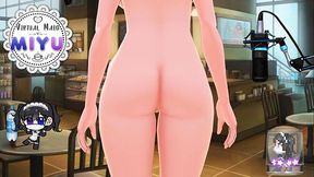 Virtual reality v-tuber Miyu gets naked and takes it in the rear, using