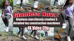 4k | Nova in Fishnet Nylons & Superstars: Giantess mercilessly crushes 5 detailed toy construction machines – excavators, wheel loaders & more get totally pulverized and destroyed under her sweaty feet! copy
