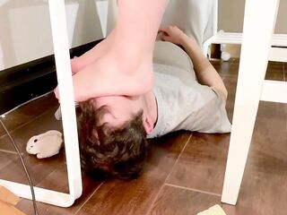 Girlfriend feet on my face after gym