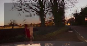 Naked with my bum in the air when the van passes
