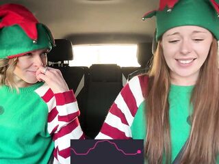 Nadia Foxx & Serenity Cox as Concupiscent Elves cumming in drive thru with remote controlled sex-toys / 4K