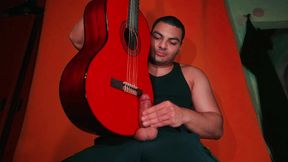 GuitarJob - Rubbing a Yamaha C-80 Guitar Axe in Spanish Style Chinese Over Big Penis of Sexy - Color Carrot Orange