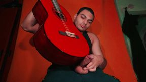 GuitarJob - Rubbing a Yamaha C-80 Guitar Axe in Spanish Style Chinese Over Big Penis of Sexy - Color Carrot Orange