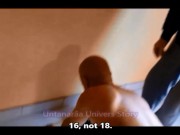 VOST engl - larbinage, installation des anneaux dans le salon pour cet être inférieur nu et chaste.