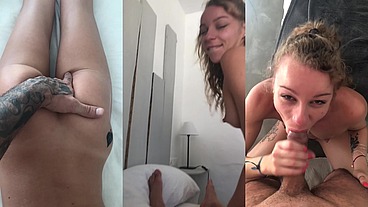 JE LE SUCE, LUI LECHE LE CUL ET M'EMPALE SUR SA QUEUE AU REVEIL PENDANT NOS VACANCES A IBIZA