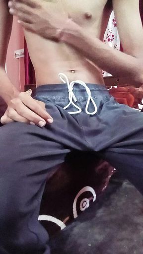 Oiling my body before shower time.