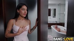 StepDaddy's big cock pleases petite MILF Carolina Guerrero