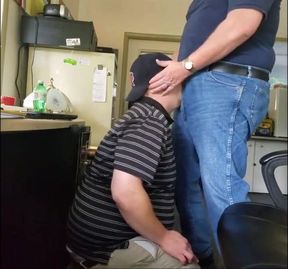 Fat Daddy Trucker Uses Chubby Boy's Mouth as a Dumping Ground