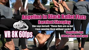 VR 3D 8K 180 60 fps | Angelina in Black Ballet Flats – Barefoot Shoeplay, Sweaty Feet, Sweaty Soles, Dangling, Toes, Foot Fetish VR 8K, Hot Day, Park Bench, Close-Up, Stinky Feet, Ballet Flats, Sweaty Soles, Barefoot in Flats, Foot Tease, VR Foot Fetish,