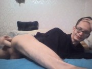 Extremely horny slides 5 inch dildo deep inside his sexy ass