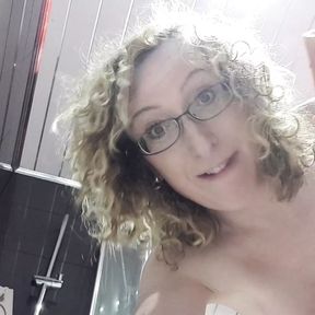 Fucking myself with a big dildo in the bathroom