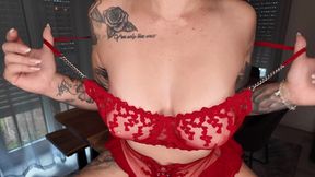 I'll Seduce You in Sexy Red Lingerie in My Dining Room