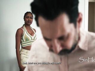 Stepdad Caught Spying on Teen Stepdaughter and Screws Her Constricted Black Cunt Hard - Destiny Mira