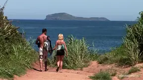 After taking a swim in the ocean the horny blonde got into