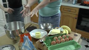 Lesbian naked dirty cooking