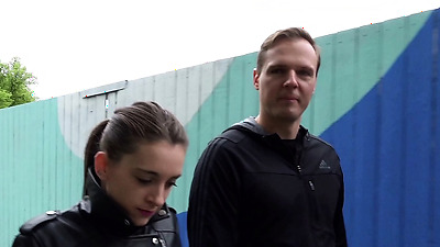 GERMAN SCOUT - SKINNY TEEN CHEAT BOYFRIEND FOR CASH IN REAL PUBLIC CASTING WITH BUTT FUCK