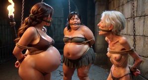 Weak Trio: Pregnant, SSBBW and Granny Tied up in Bondage Cell