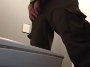pee in a public toilette