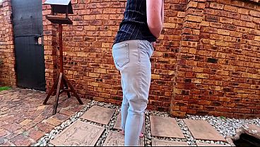 Desperate blonde milf pees in her clothes