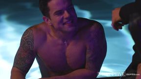Deepthroating inked gay Dakota Payne so I can hear him moan hard