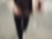 Crossdresser in Public Place Jerking off Cock