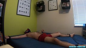 Submissive masked amateur Pup Vale tickled by bear dom Matt