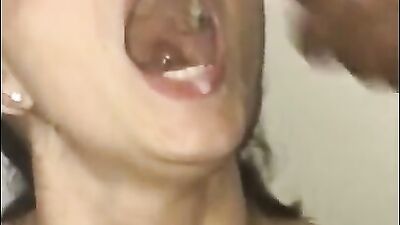 Naughty wife gives the sloppiest blowjobs and swallows loads of cum
