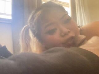 Oriental thot sucks my weenie previous to work