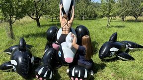 Larissa claims fat skunk as her prize