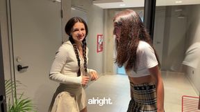Two female students turned out to be sluts they invited guys over to fuck