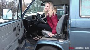 Pedal Challenge - Jana revving engine of an old VAN (MOBILE)