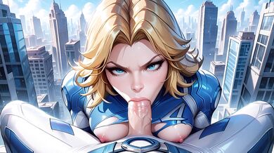 Sue Storm lost to a player and rewarded him with cumshots