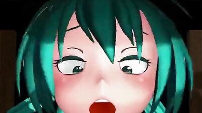 Green-haired futanari pornstar restrained and fucked with toys in 3D hentai