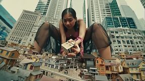 Asian Giantess Plays With Tiny House Like They Are Toys