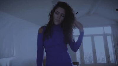 Horny curly-haired stepdaughter helps daddy with his boner