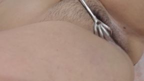 Metal Scratcher in My Hairy Pussy – Chubby masturbation
